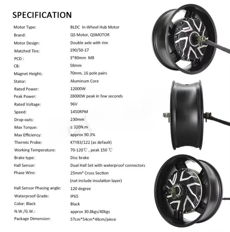 12000W Electric Motorcycle Hub Motor - Motore mozzo ruota elettrico brushless DC
