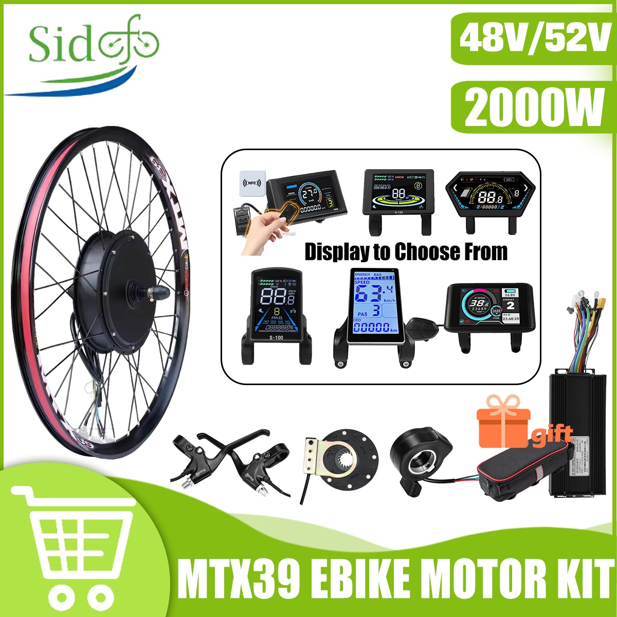 Gearless Hub Motor Conversion Kit 2000W With Display - MTX39 48V/52V 2000W Motore del mozzo