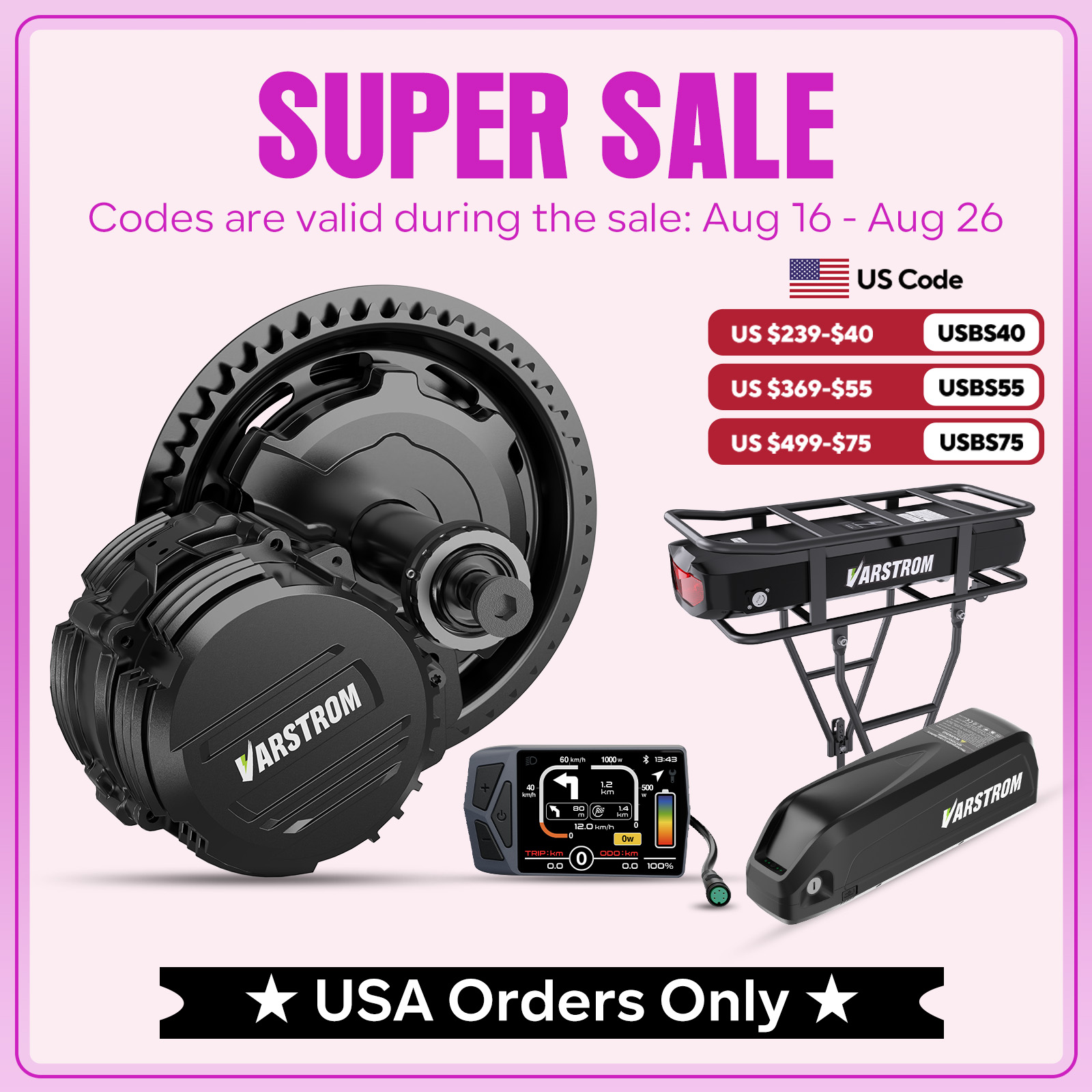 High Torque Brushless Mid Motor Kit - Kit Motore Centrale Varstrom TSDZ2B TSDZ8
